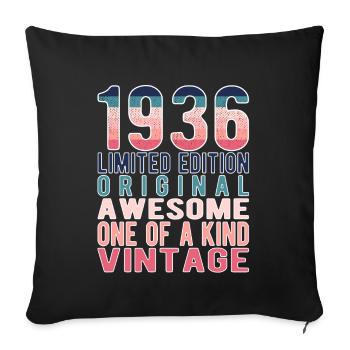 Edition limitée depuis 1936 Anniversaire Millésime 1936 - Housse de coussin décorative 45 x 45 cm - noir - Devant