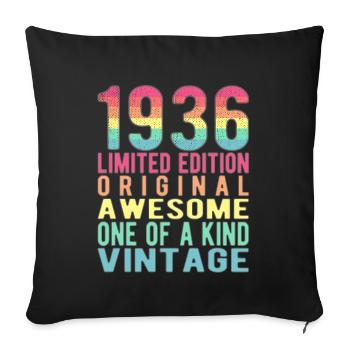 Edition limitée depuis 1936 Anniversaire Millésime 1936 - Housse de coussin décorative 45 x 45 cm - noir - Devant