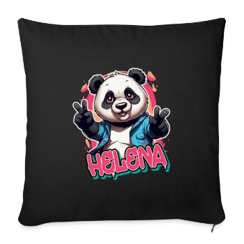 HELENA - Schöner Mädchen Name mit coolem Panda - Sofakissenbezug 45 x 45 cm - Schwarz - Vorne
