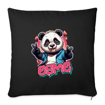 ESME - Beautiful Girl Name with Cool Panda - Sofa pillowcase 17,3'' x 17,3'' (45 x 45 cm) - black - Front