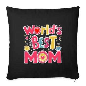 Best Mom Forever - Cadeau de fête des mères - Housse de coussin décorative 45 x 45 cm - noir - Devant