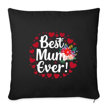 Best Mom Forever - Cadeau de fête des mères - Housse de coussin décorative 45 x 45 cm - noir - Devant