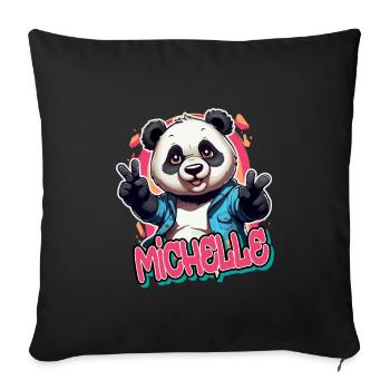 MICHELLE - Beautiful Girl Name with Cool Panda - Sofa pillowcase 17,3'' x 17,3'' (45 x 45 cm) - black - Front