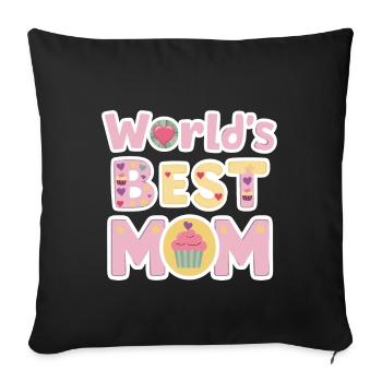 Best Mom Forever - Cadeau de fête des mères - Housse de coussin décorative 45 x 45 cm - noir - Devant
