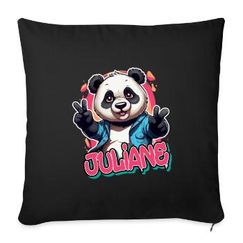 JULIANE - Beautiful Girl Name with Cool Panda - Sofa pillowcase 17,3'' x 17,3'' (45 x 45 cm) - black - Front