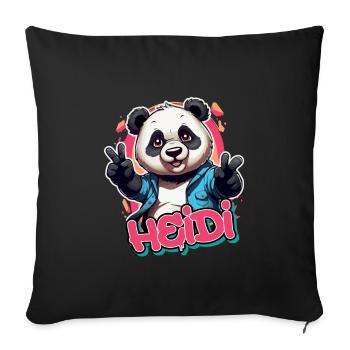 HEIDI - Beau nom de fille avec Cool Panda - Housse de coussin décorative 45 x 45 cm - noir - Devant