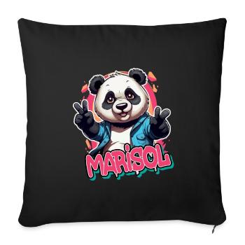 MARISOL - Magnifique prénom de fille avec un panda cool - Housse de coussin décorative 45 x 45 cm - noir - Devant