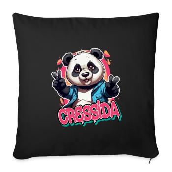 CRESSIDA - Magnifique prénom de fille avec un panda cool - Housse de coussin décorative 45 x 45 cm - noir - Devant