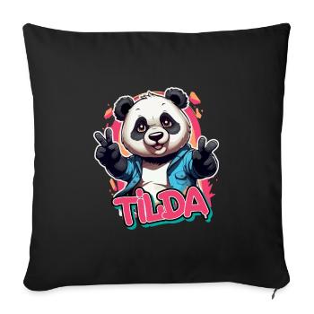 TILDA - Beau nom de fille avec panda cool - Housse de coussin décorative 45 x 45 cm - noir - Devant