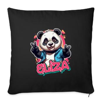ELIZA - Beautiful girl name with cool panda - Sofa pillowcase 17,3'' x 17,3'' (45 x 45 cm) - black - Front