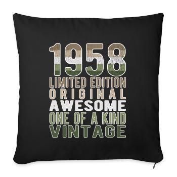 Limited Edition Since 1958 Birthday Vintage 1958 - Sofa pillowcase 17,3'' x 17,3'' (45 x 45 cm) - black - Front