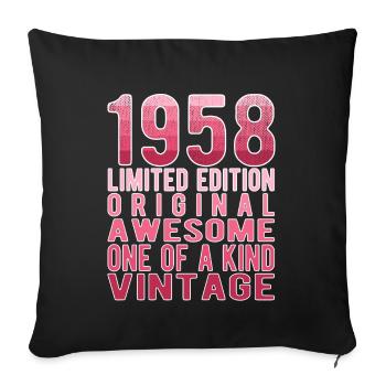 Limited Edition Since 1958 Birthday Vintage 1958 - Sofa pillowcase 17,3'' x 17,3'' (45 x 45 cm) - black - Front