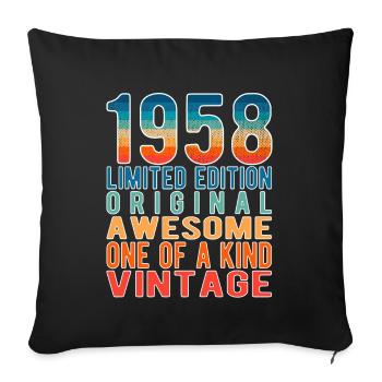 Limited Edition Since 1958 Birthday Vintage 1958 - Sofa pillowcase 17,3'' x 17,3'' (45 x 45 cm) - black - Front