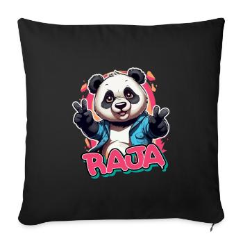 RAJA - Beau nom de fille avec Cool Panda - Housse de coussin décorative 45 x 45 cm - noir - Devant