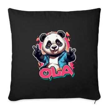 OLA - Beautiful girl name with cool panda - Sofa pillowcase 17,3'' x 17,3'' (45 x 45 cm) - black - Front