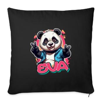 EVA - Beautiful Girl Name with Cool Panda - Sofa pillowcase 17,3'' x 17,3'' (45 x 45 cm) - black - Front