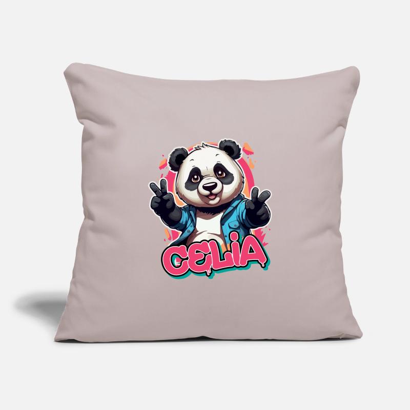 CELIA - Schöner Mädchen Name mit coolem Panda Sofakissenbezug 45 x 45 cm