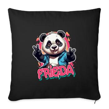 FRIEDA - Beau nom de fille avec panda cool - Housse de coussin décorative 45 x 45 cm - noir - Devant