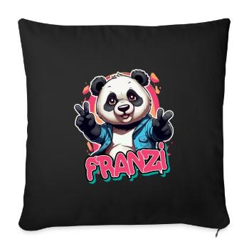 FRANZI - Schöner Mädchen Name mit coolem Panda - Sofakissenbezug 45 x 45 cm - Schwarz - Vorne