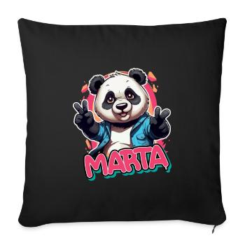 MARTA - Schöner Mädchen Name mit coolem Panda - Sofakissenbezug 45 x 45 cm - Schwarz - Vorne