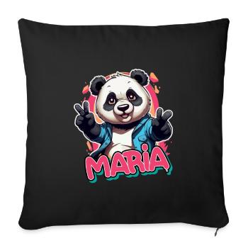 MARIA - Beau nom de fille avec Cool Panda - Housse de coussin décorative 45 x 45 cm - noir - Devant