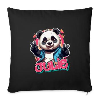 JULIE - Beau prénom de fille avec panda cool - Housse de coussin décorative 45 x 45 cm - noir - Devant