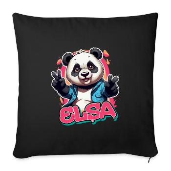 ELSA - Schöner Mädchen Name mit coolem Panda - Sofakissenbezug 45 x 45 cm - Schwarz - Vorne