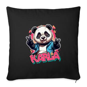 KARLA - Beautiful Girl Name with Cool Panda - Sofa pillowcase 17,3'' x 17,3'' (45 x 45 cm) - black - Front