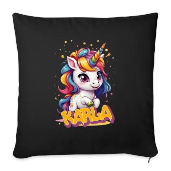 KARLA - Beautiful girl name with cute unicorn - Sofa pillowcase 17,3'' x 17,3'' (45 x 45 cm) - black - Front