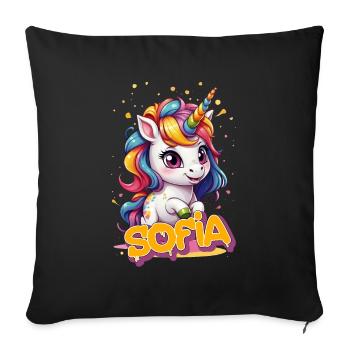 SOFIA - Beautiful girl name with cute unicorn - Sofa pillowcase 17,3'' x 17,3'' (45 x 45 cm) - black - Front