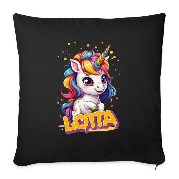 LOTTA - Beautiful girl name with cute unicorn - Sofa pillowcase 17,3'' x 17,3'' (45 x 45 cm) - black - Front