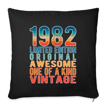 Edition limitée depuis 1982 Anniversaire Millésime 1982 - Housse de coussin décorative 45 x 45 cm - noir - Devant