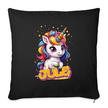 JULE - Beautiful girl name with cute unicorn - Sofa pillowcase 17,3'' x 17,3'' (45 x 45 cm) - black - Front
