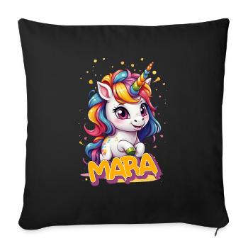 MARA - Schöner Mädchen Name mit süßem Einhorn - Sofakissenbezug 45 x 45 cm - Schwarz - Vorne