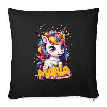 MARIA - Beau prénom de fille avec une jolie licorne - Housse de coussin décorative 45 x 45 cm - noir - Devant
