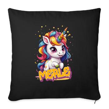 MERLE - Beau prénom de fille avec une jolie licorne - Housse de coussin décorative 45 x 45 cm - noir - Devant