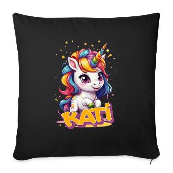 KATI - Beau nom de fille avec une licorne mignonne - Housse de coussin décorative 45 x 45 cm - noir - Devant