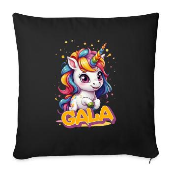 GALA - Schöner Mädchen Name mit süßem Einhorn - Sofakissenbezug 45 x 45 cm - Schwarz - Vorne