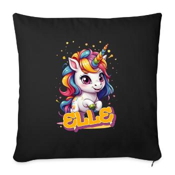 ELLE - Beau nom de fille avec une licorne mignonne - Housse de coussin décorative 45 x 45 cm - noir - Devant