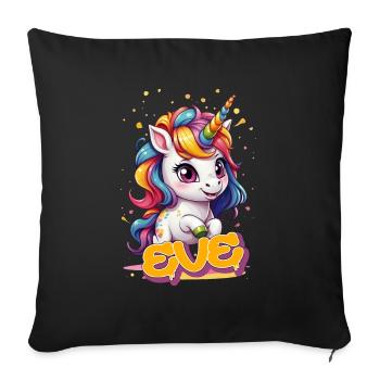 EVE - Beau prénom de fille avec une jolie licorne - Housse de coussin décorative 45 x 45 cm - noir - Devant
