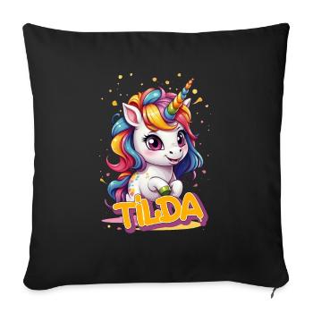 TILDA - Beau prénom de fille avec une jolie licorne - Housse de coussin décorative 45 x 45 cm - noir - Devant