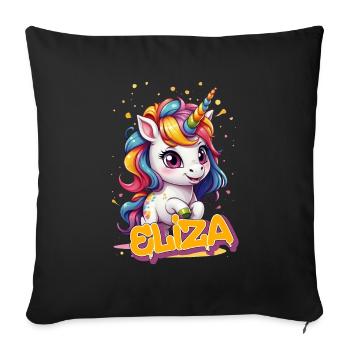ELIZA - Beautiful girl name with cute unicorn - Sofa pillowcase 17,3'' x 17,3'' (45 x 45 cm) - black - Front