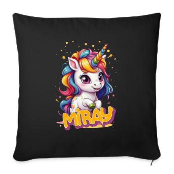 MIRAY - Beau nom de fille avec une licorne mignonne - Housse de coussin décorative 45 x 45 cm - noir - Devant