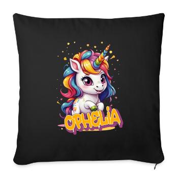 OPHELIA - Beautiful girl name with cute unicorn - Sofa pillowcase 17,3'' x 17,3'' (45 x 45 cm) - black - Front