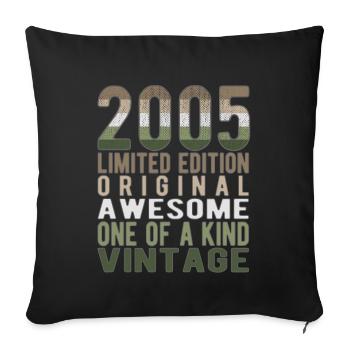 Edition limitée depuis 2005 Anniversaire Millésime 2005 - Housse de coussin décorative 45 x 45 cm - noir - Devant