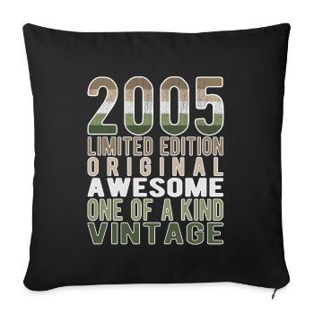 Edition limitée depuis 2005 Anniversaire Millésime 2005 - Housse de coussin décorative 45 x 45 cm - noir - Devant