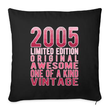 Edition limitée depuis 2005 Anniversaire Millésime 2005 - Housse de coussin décorative 45 x 45 cm - noir - Devant