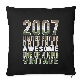 Limited Edition Since 2007 Birthday Vintage 2007 - Sofa pillowcase 17,3'' x 17,3'' (45 x 45 cm) - black - Front