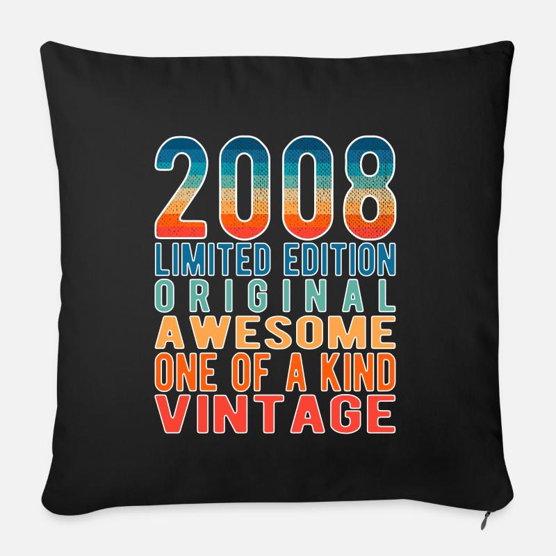 Limited Edition Since 2008 Birthday Vintage 2008 - Sofa pillowcase 17,3'' x 17,3'' (45 x 45 cm) - black