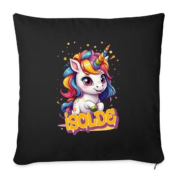 ISOLDE - Beautiful girl name with cute unicorn - Sofa pillowcase 17,3'' x 17,3'' (45 x 45 cm) - black - Front